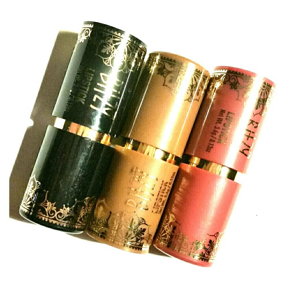 3 blitzy lipsticks pink black nude